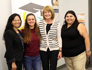 (l-R) Irene Castanon, Coordinator, Take Stock in Children; Sierra Pelham, SFSC Student and Leaders 4 Life finalist; Debbie Hackney and Danielle Ochoa, College Success Coaches with Take Stock in Children. 