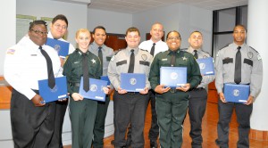 Graduates of SFSC’s Basic Corrections Class 16-189 are (front row, from left): Jamila Richards, Catessa Holt, Juan Thigpen, Megan White, and Bobby Ridley. In the back row are, from left: Alfredo Flores, Rebecca Hall, David Breau Jr., and Eddie Aguilar.