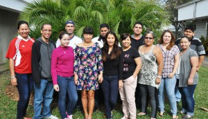 A group of SFSC ESOL students who studied the “Staying Healthy” curriculum get together after one of the daytime classes.