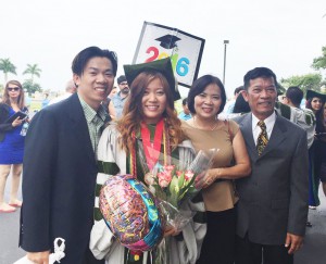 Hong Nguyen with her family after graduating from pharmacy school.