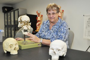 Dr. Ellen Catherine Cover in the anatomy laboratory at South Florida State College.