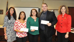 From left, Tami Cullens, SFSC District Board of Trustees, Nursing students Angela Hester, Mishel Franklin, and Shea Young, and Jamie Bateman, SFSC Foundation executive director.