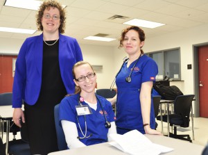  Mary von Merveldt (left) with nursing students getting ready for class.