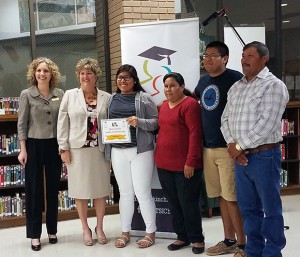 From left, SFSC Foundation executive director Jamie Bateman, Pamela Karlson, Maria Gloria, Esmeralda Avila,  Omar Gloria, and Artemio Gloria.