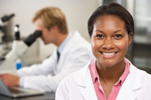 Woman in medical setting