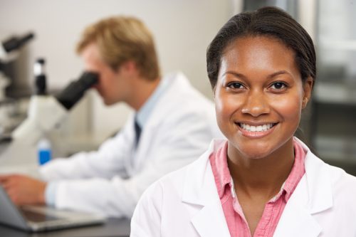 Woman in medical setting