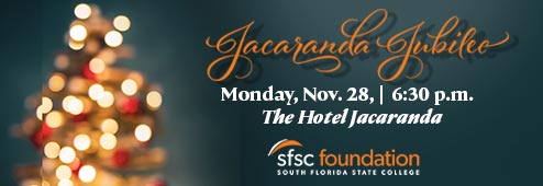 The Jacaranda Jubilee is Monday, Nov. 28, at 6:30 p.m. Click here for ticket information from the SFSC Foundation.