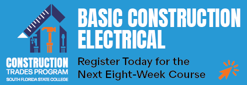 SFSC's Construction Trades Program offers eight-week courses in Basic Construction Electrical. Click here to view the class schedule.