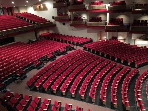 The Wildstein Center theater with rows of seats.