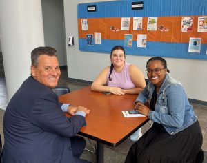 President Hawkins with students