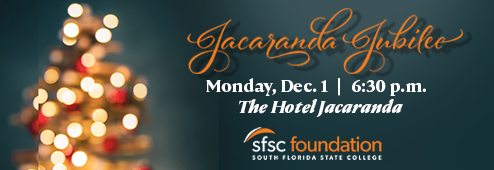 You're invited to the Jacaranda Jubilee on Monday, Dec. 1 at 6:30 p.m. at the Hotel Jacaranda. Sponsored by the SFSC Foundation. Click here for more information.