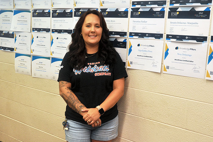 Foreman with student certificates