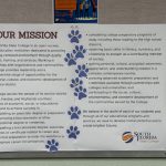 Two posters with paw print stickers all over them.